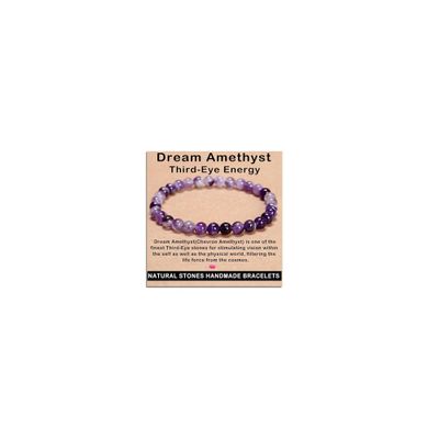 AD Beads Handmade Gemstone Stretch Elastic Bracelet Crystal Reiki Nature's Beauty and Spiritual Essence Unisex (4mm, Dream Amethyst (Third-Eye Energy))