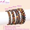 AD Beads Handmade Gemstone Stretch Elastic Bracelet Crystal Healing Reiki Nature's Beauty and Spiritual Essence Unisex (4mm, Multicolor Tiger's Eye (Ignite Creativity)) view 2