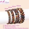 AD Beads Handmade Gemstone Stretch Elastic Bracelet Crystal Healing Reiki Nature's Beauty and Spiritual Essence Unisex (12mm, Multicolor Tiger's Eye (Ignite Creativity)) view 2