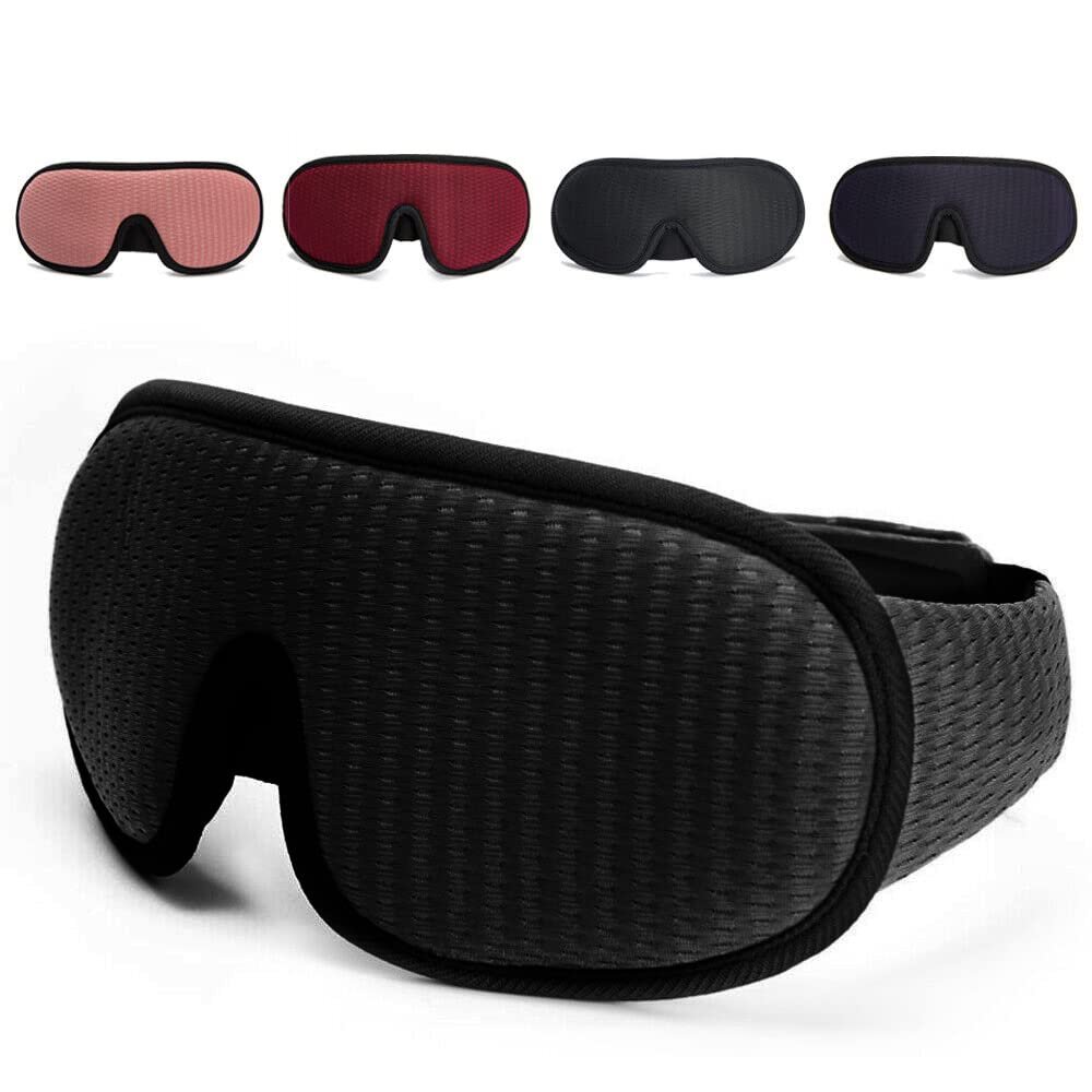 3D Sleeping Eye MaskBlock Out Light Soft Padded Travel Sleeping Aid Eyemask for Women and Men Smart Eye Mask for Relax Eye, Reduce Eye Strain (Black)