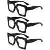 REAVEE 3 Pack Oversized Reading Glasses for Women Large Frame Extra Wide, Blue Light Blocking Readers Stylish Square Thick Eyewear,Black, 1.25 view 2