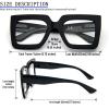 REAVEE 3 Pack Oversized Reading Glasses for Women Large Frame Extra Wide, Blue Light Blocking Readers Stylish Square Thick Eyewear,Black+Leopard+Grey Leopard, 2.75 view 3