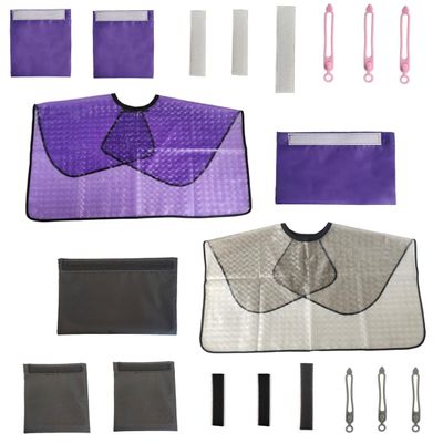 2PCS Mastectomy Post Surgery Waterproof Shower Cape Water-Resistant Post Surgery Garment for Mastectomy/Chest Surgery/Shoulder Surgery, Post Surgery Shower Protection(Purple and Black)