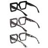 REAVEE 3 Pack Oversized Reading Glasses for Women Large Frame Extra Wide, Blue Light Blocking Readers Stylish Square Thick Eyewear,Black+Black Leopard+Clear Leopard, 3.5 view 2
