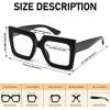 REAVEE 3 Pack Oversized Reading Glasses for Women Large Frame Extra Wide, Blue Light Blocking Readers Stylish Square Thick Eyewear,Black+Black Leopard+Clear Leopard, 3.5 view 3