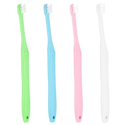 Dimeho 4 Pcs Tuft Toothbrush Tiny Small Head End Tapered Toothbrush Soft Gaps Nursing Orthodontic Toothbrushes Single Compact Interdental Interspace Brush for Dental Cleaning