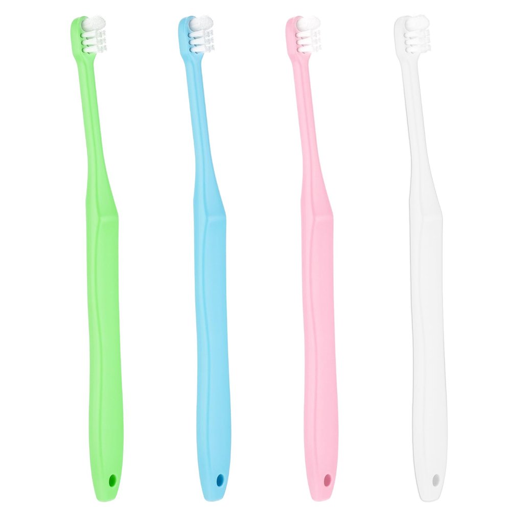 Dimeho 4 Pcs Tuft Toothbrush Tiny Small Head End Tapered Toothbrush Soft Gaps Nursing Orthodontic Toothbrushes Single Compact Interdental Interspace Brush for Dental Cleaning