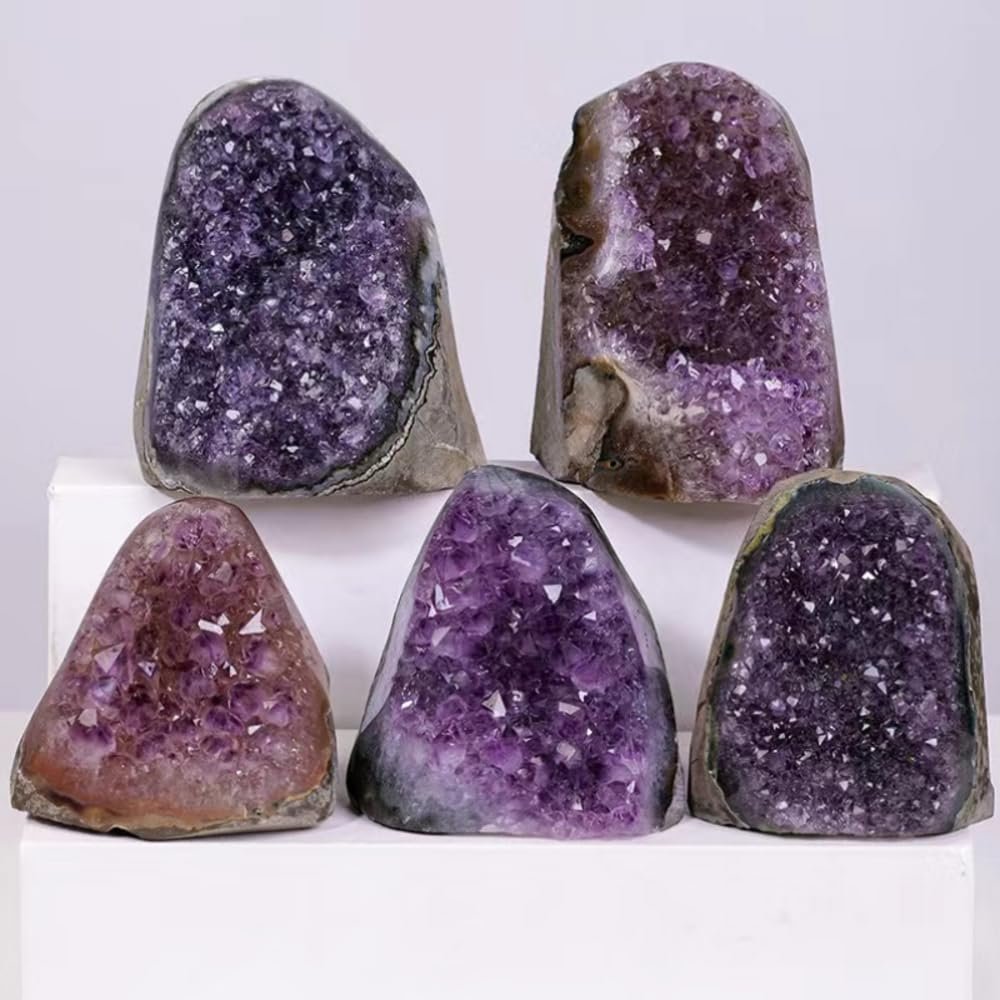 NineLife Basics Natural Amethyst Druze Geode Quartz Crystal Cluster, Reiki Healing Crystal (1 pcs(2 LB)), Purplr