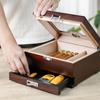 Bald Eagle Cigar Humidor, Handmade Box with Humidifier Hygrometer, Cedar Wood Glass Top Case with Accessories Drawer, Hold 30-35 Cigars view 2