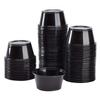 FAMASTON 50 Pack 4oz Portion Cups plastic containers disposable small tiny dipping shot Black food serving sauce 4 ounce oz mini bowls individual dessert jello snack souffle salsa dip jars party view 1
