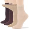 7BIGSTARS KINGDOM Women's Cotton Diabetic Quarter Non-Binding Loose Fit - 4 Pack Medium-Extra Wide - Sock Size 9-11 Shoe Size 5-9 M Light Beige, Beige, Brown, Dark Brown view 1