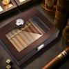 Bald Eagle Cigar Humidor, Handmade Cigar Box with Humidifier Hygrometer, Cedar Wood Glass Top Case, Hold 15-20 Cigars view 2
