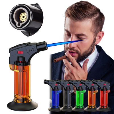 Butane Refillable Lighter, Flame Lighters, Multi Utility Mini Gas Lighter, Single Jet Flame Windproof Torch Lighter, Blow Torch Lighters for Candle Fireplace Camping Grill BBQ Kitchen (Yellow)