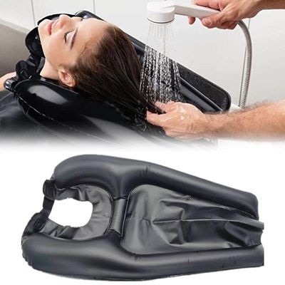 NOENNULL Inflatable Shampoo Basin - Portable Shampoo Bowl, Inflatable Hair Washing Basin for Bedridden, Hair Washing Tray for Sink at Home for Handicapped, Pregnant, Seniors (Black)