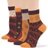7BIGSTARS KINGDOM Women's Viscose from Bamboo Diabetic Quarter Patterned Socks - 4 Pack Medium-Extra Wide Dot, Stripe, Heart, Autumn - Sock Size 9-11 Shoe Size 5-9 M Brown, Camel, Beige, Orange view 1