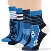 7BIGSTARS KINGDOM Women's Cotton Diabetic Quarter Fashion Socks - 4 Pack Large-Extra Wide, Seamless Geometric, Stripe - Sock Size 10-12 Shoe Size 8-12 L Indigo, Navy Blue, White view 1