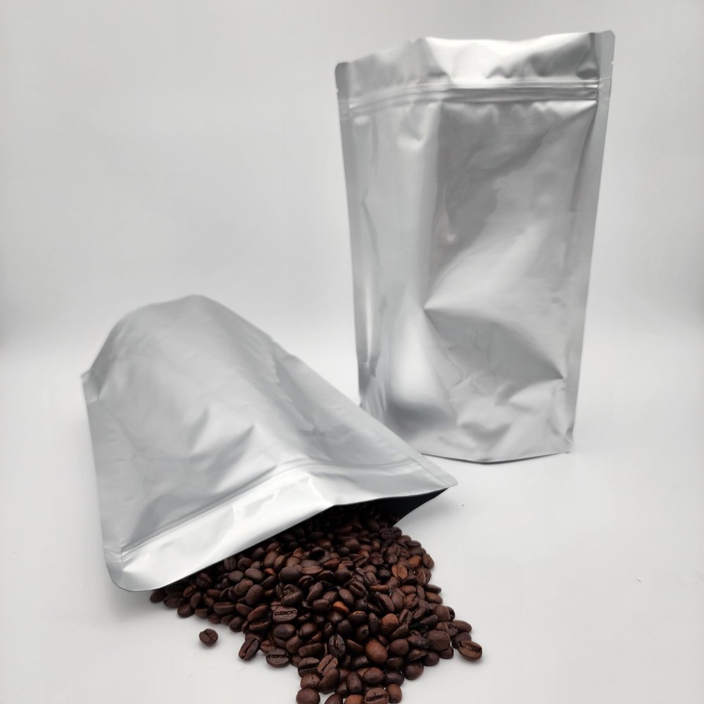 100 Pack Foil Mylar Coffee Pouch 9" x 12" x 4.25" Stand Up Bag | Mylar Reclosable Heat Sealable,Stand-Up Pouch Bag | Coffee | Snack | Color: Silver (Valve Added)