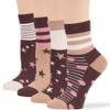 7BIGSTARS KINGDOM Women's Cotton Diabetic Quarter Patterned Socks - 4 Pack Medium-Extra Wide Star, Stripe, Polka Dot - Sock Size 9-11 Shoe Size 5-9 M Brown, Beige, Ecru view 1