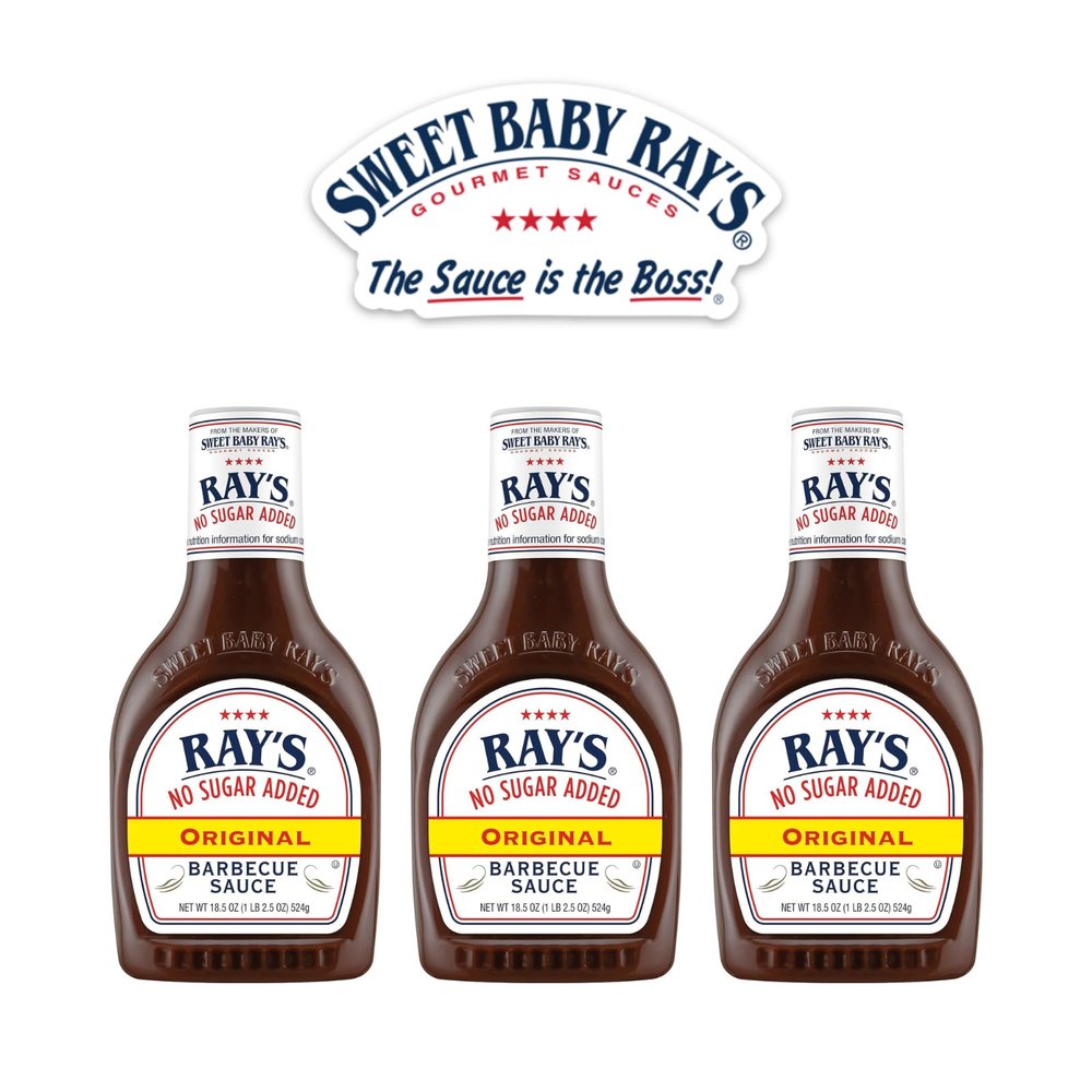 Sweet Baby Rays No Sugar Added BBQ Sauce - Original Flavor, 18.5 oz. (Pack of 3) - Delicious and Sweet without the Added Sugar for a Healthier BBQ Experience - Includes Sweet Baby Ray's Sticker