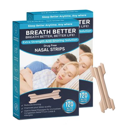 Breath Better Large Tan Nasal Strips, Extra Strength Anti Snoring Solution,Drug-Free,Works Instantly to Improve Sleep, Reduce Snoring,Relief Congestion Caused by Colds & Allergies 240 Pieces