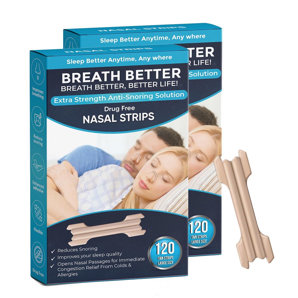 Breath Better Large Tan Nasal Strips, Extra Strength Anti Snoring Solution,Drug-Free,Works Instantly to Improve Sleep, Reduce Snoring,Relief Congestion Caused by Colds & Allergies 240 Pieces