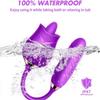 NineLife Basics Easy to Operate Rose Shape Toys Update Model 3 in 1 Rose Toy with Tongue Licking, Thrusting and Vibrating Adult Tools FB3+6 * 2, Purple-ms view 3