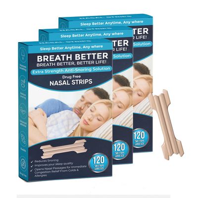 Breath Better Large Tan Nasal Strips, Extra Strength Anti Snoring Solution,Drug-Free,Works Instantly to Improve Sleep, Reduce Snoring,Relief Congestion Caused by Colds & Allergies 360 Pieces