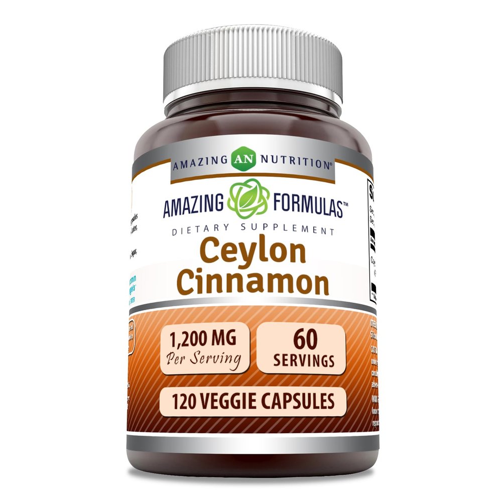 Amazing Formulas Ceylon Cinnamon 1200 Mg | Vegetarian Capsules | Non-GMO | Gluten-Free | Made in USA (1 Pack | 120 Count)