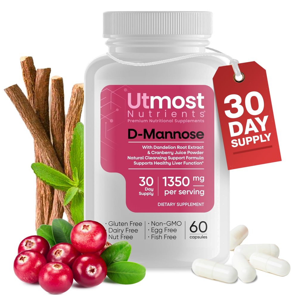 Utmost Nutrients Urinary Defense D-Mannose Supplement - Urinary Health for Women - Optimized Clinical Strength Formula Cleanses, Flushes and Rebuilds The Urinary System
