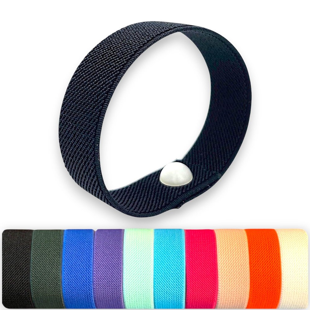 AcuBracelet Calming Natural Anti-Anxiety Bracelet, Acupressure, Sleep Aid, Stress Management, Sleeplessness, Wellness, Self-Care, Rubber Band Snap Technique, Coping (Black, Xlarge 9)