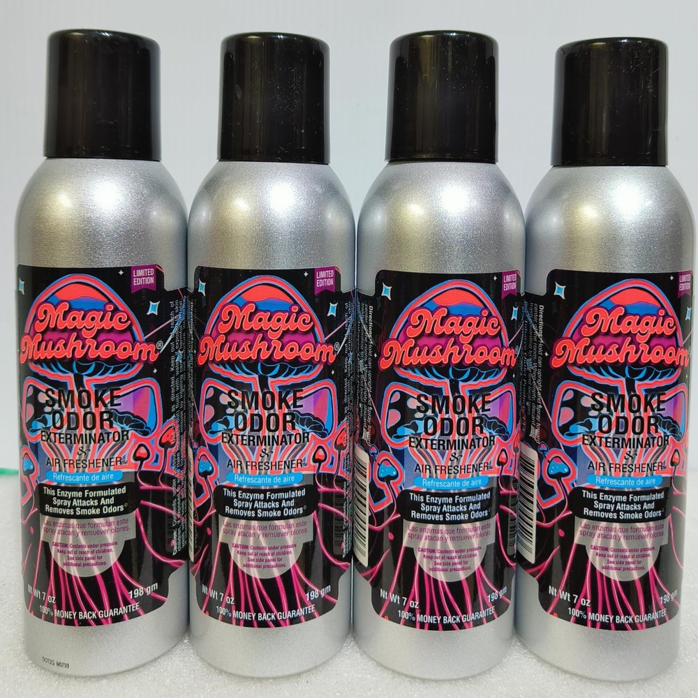 Smoke Odor Exterminator 198 gm/ 7 oz Large Spray Magic Mushroom 7oz Can 4 Pack., Assorted