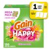 Gain Super Sized Dryer Sheets, Laundry Fabric Softener, Happy, 130 Count view 1