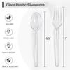 [300 Count] Plastic Silverware, Heavy Duty Plastic Forks Spoons Disposable Utensils Cutlery Set for Wedding Party Supplies Everyday Use - Clear view 2