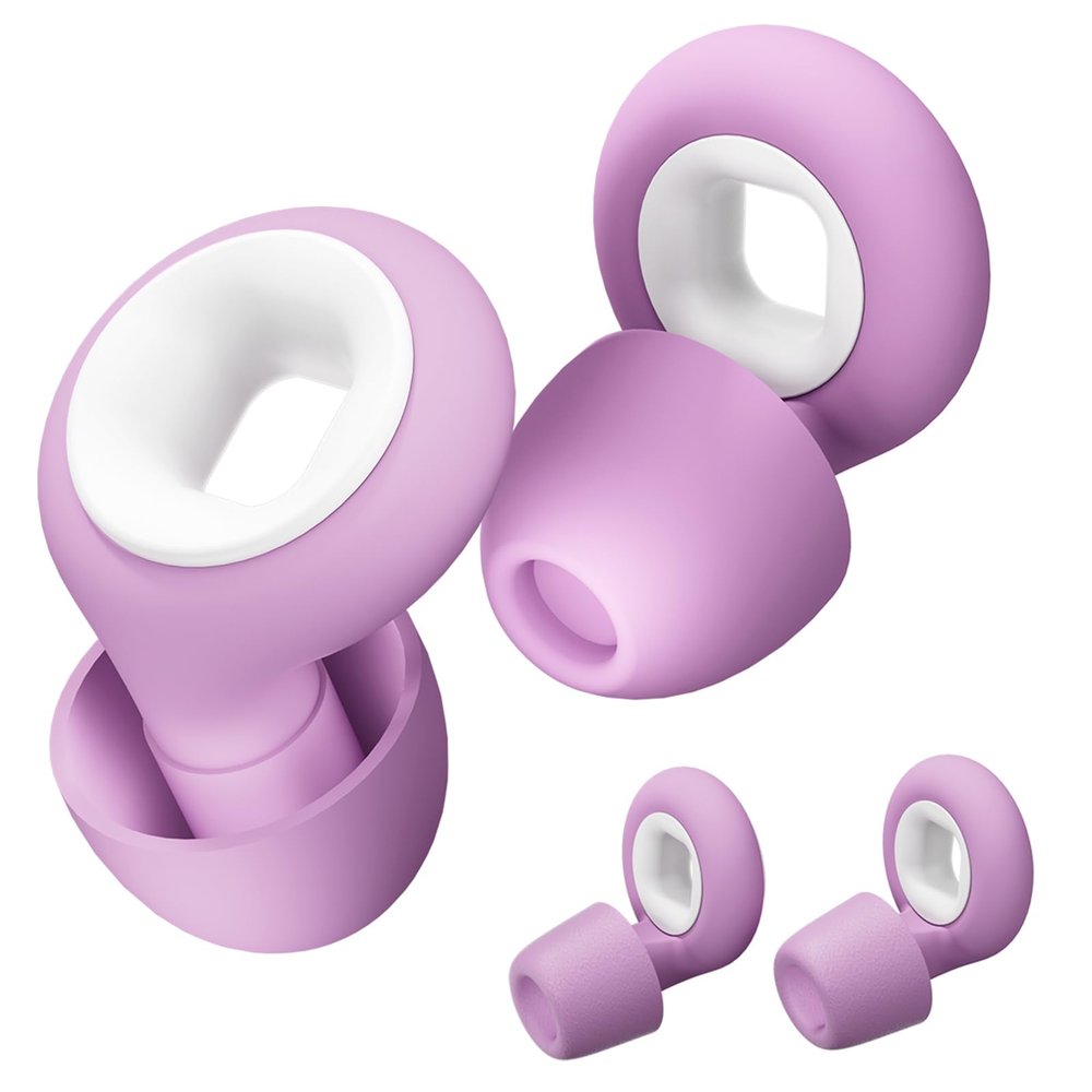 Concert Ear Plugs, 2 Pair BNU High Fidelity Noise Cancelling Earplugs Hearing Protection for Musicians,Festivals,Raves Sleep, 25-33db Noise Reduction 6 Pair Reusable FoamSilicon Tips in S/M/L Purple
