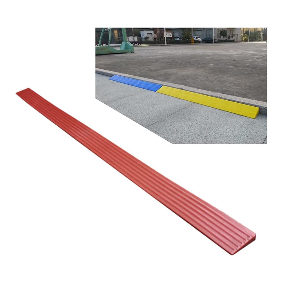 1/1.5 cm Solid Rubber Triangle Curb Ramps, Portable Indoor Wheelchair Threshold Ramp Indoor Step Pad Baby Carriage Troey Mat/Red/98X5X1Cm(38.6X2X0.4Inch)