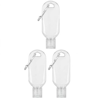 3Pcs Transparent Portable Mini Ketchup Containers - Refillable Travel Size Hot Sauce Keychain, 2oz/50ml Bottles