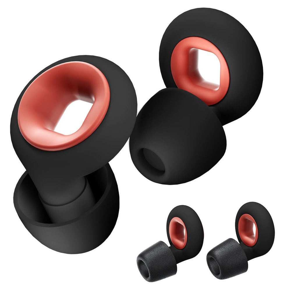 Concert Ear Plugs, 2 Pair BNU High Fidelity Noise Cancelling Earplugs Hearing Protection for Musicians,Festivals,Raves Sleep, 25-33db Noise Reduction 6 Pair Reusable FoamSilicon Tips in S/M/L Black