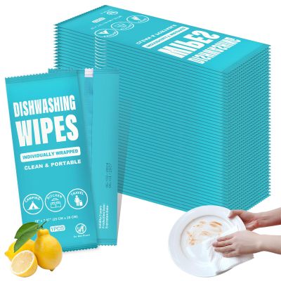 Dish Cleaning Wipes Individually Wrapped, Portable Kitchen Disposable Dish Soap Wipes Bulk Travel Size Quick Cleaning Dishes Dishwashing Pads Wipes for Outdoor Traveling/Camping/Hotel (100 Pcs)