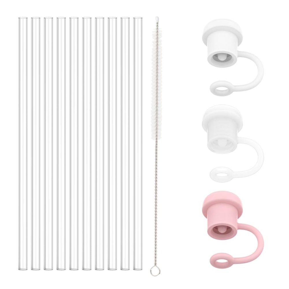 10 Pcs Clear Straw with Cover for Stanley Cup 40 oz 30 oz 64 oz Tumbler