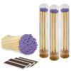 Decorative Matches in Mini Match Cloche Glass Jar Set | 4" Lilac Long Matches (100 match sticks) + 3 Cork Top Dome Glass Holders + Striker Stickers | by Thankful Greetings, USA view 1