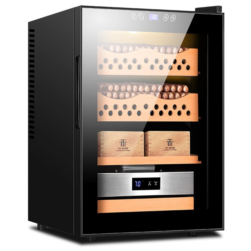 Cigar Humidor 50L 300 Cigars with Heating and Cooling Temperature Control System, with Cedar Wood Shelf and Hygrometer, Intelligent Constant Temperature and Humidity Humidor, Gift for Men,Black