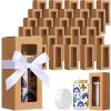FillTouch 60 Pcs Gift Boxes with Ribbon for Sublimation Glass Exhibition Transparent Tumbler Gift Boxes for 12oz 16oz 20oz Glass Jar Shipping Packaging(Brown) view 1