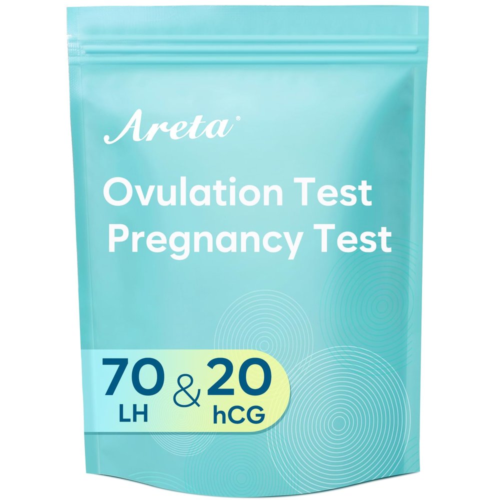 Areta Ovulation & Pregnancy Test Strips: 70 Ovulation Strips & 20 Pregnancy Tests Combo Kit | Accurate at-Home Fertility Tracker | Highly Sensitive Early Pregnancy Detection | 70 LH + 20 HCG