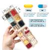 3 Pack, 14 GRIDS Travel Pill Organizer Box with Labels - Travel Medicine Case Kit - Pocket Daily Pharmacy Container - Travel Medication Holder Dispenser for Fish Oil Vitamin Supplement Storage view 2