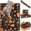 100 Sheets Candy Corn Tissue Paper for Gift Bags Halloween Theme Gift Wrapping Paper Black Orange Printed Tissue Paper for Halloween Party Trick or Treat Party DIY Craft Supplies, 14 x 20 Inch view 1