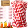 Eaasty 1200 Pcs Colored Paper Straws Bulk Disposable Striped Drinking Paper Straws for Summer Juice, Shakes, Cocktail,7.87 Inches, 0.24'' Diameter (Red) view 1