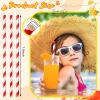 Eaasty 1200 Pcs Colored Paper Straws Bulk Disposable Striped Drinking Paper Straws for Summer Juice, Shakes, Cocktail,7.87 Inches, 0.24'' Diameter (Red) view 2