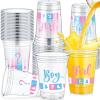 Fuyoooo 48 Pcs Gender Reveal Party Plastic Cup 16 Oz Cups Boy or Girl Thick Clear Cup Gender Reveal Party Supplies Pink and Blue Baby Shower Decorations (Novel) view 1
