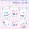 Fuyoooo 48 Pcs Gender Reveal Party Plastic Cup 16 Oz Cups Boy or Girl Thick Clear Cup Gender Reveal Party Supplies Pink and Blue Baby Shower Decorations (Novel) view 2