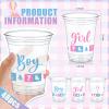 Fuyoooo 48 Pcs Gender Reveal Party Plastic Cup 16 Oz Cups Boy or Girl Thick Clear Cup Gender Reveal Party Supplies Pink and Blue Baby Shower Decorations (Novel) view 3